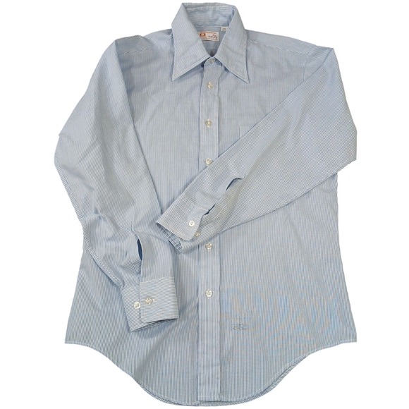 Other - Manhattan The Natural Men's Blue Striped Size 15/12 -‎ 32/33 Long Sleeve Shirt